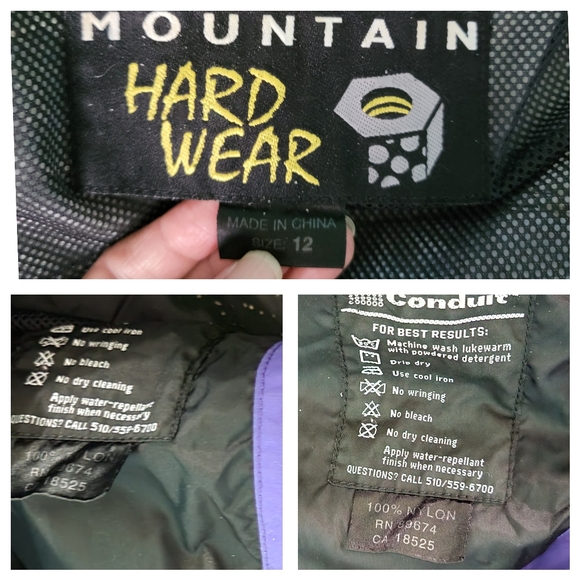 Mountain Hardware Conduit Purple Hooded Vented Rain Jacket Sz 12 Outdoor Nylon - Picture 10 of 12